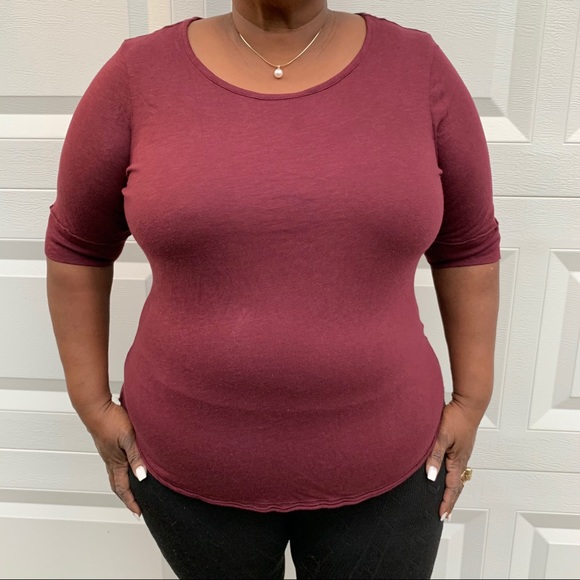 Cato Tops - Maroon Quarter sleeve shirt